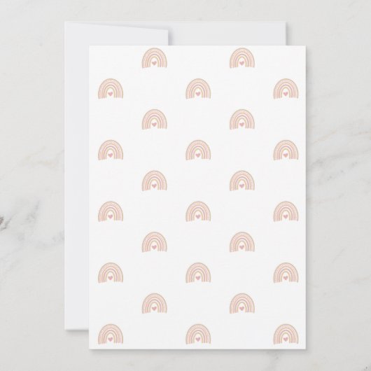 Invitation Rose Coeur mignon fille Boho Baby shower arc-en-ci (Dos)