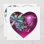 Invitation ROSE COEUR OUBLIEZ-MOI PAS MONOGRAMME Champagne bl (Devant / Derrière)