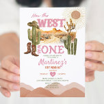 Invitation Rose Comment L'Occident Était Un Cowboy De La Fête<br><div class="desc">Rose Comment l'Ouest était un anniversaire fête Cowboy Invitation Girl Cactus Sud-Ouest Wild West Cowboy 1er anniversaire Rodéo invitation</div>