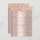 Invitation Rose Confetti Mariage Douce 16e Paillettes (Devant / Derrière)
