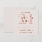 Invitation Rose contemporain 21e anniversaire de fête Invitat (Devant / Derrière)