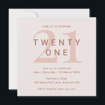 Invitation Rose contemporain 21e anniversaire de fête Invitat<br><div class="desc">Cette typographie moderne invitation à la fête du 21e anniversaire est parfaite pour une fête d'anniversaire moderne. Le design simple présente des accents roses roses dans un agencement typographique à l'atmosphère moderne. Personnalisable dans n'importe quelle couleur. Gardez le design minimal et élégant, en l'état, ou personnalisez-le en ajoutant vos propres...</div>