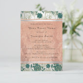 Invitation Rose Copper Silver Bridal 16th Monstera Palm (Debout devant)