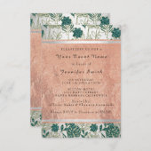 Invitation Rose Copper Silver Bridal 16th Monstera Palm (Devant / Derrière)