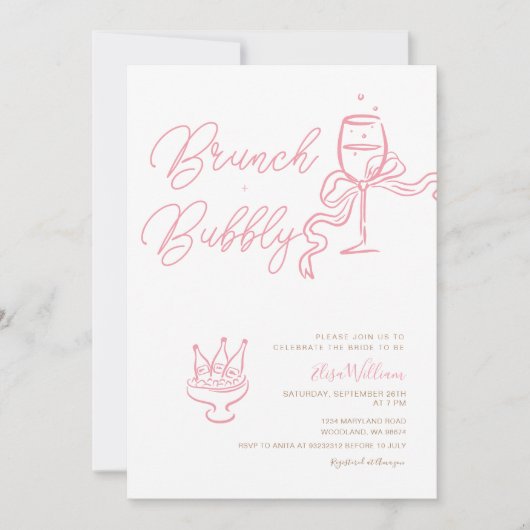 Invitation Rose Coquette Gold Rose Blush Fête des mariées Inv (Devant)