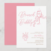 Invitation Rose Coquette Gold Rose Blush Fête des mariées Inv (Devant / Derrière)