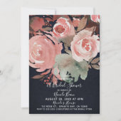 Invitation Rose Corail Douce Florale Robuste Mariage (Devant)