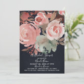 Invitation Rose Corail Douce Florale Robuste Mariage (Debout devant)