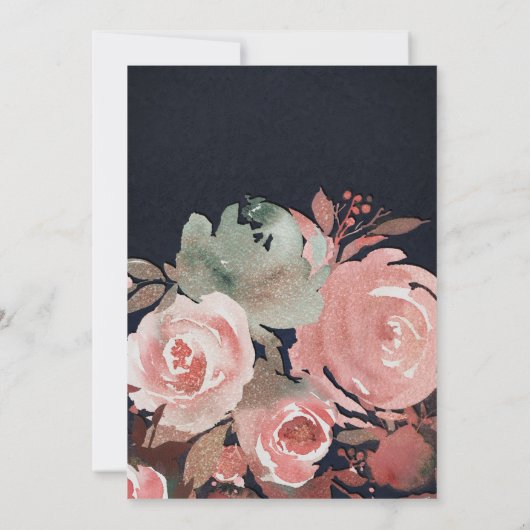 Invitation Rose Corail Douce Florale Robuste Mariage (Dos)