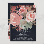 Invitation Rose Corail Douce Florale Robuste Mariage (Devant / Derrière)
