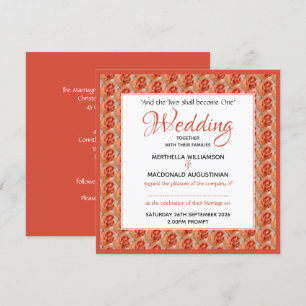 Invitation ROSE CORAL Floral Carré Mariage sur mesure