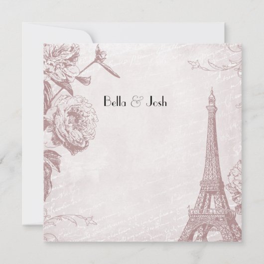 Invitation rose Couleur Tour Eiffel Douche nuptial (Dos)