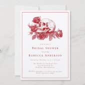 Invitation Rose crâne rouge Fête des mariées Mariage gothique (Devant)