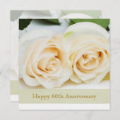 Invitation Rose crème blanche, 60e anniversaire de Mariage (Devant / Derrière)