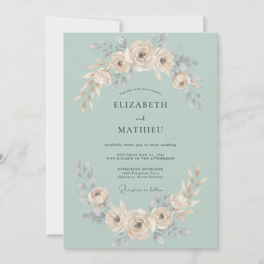 Invitation Rose Crème Mousseuse Mariage Romantique (Devant)