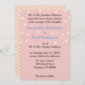 Invitation Rose Crème Pois Mariage bleu (Devant / Derrière)