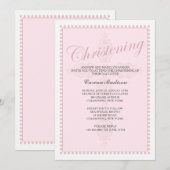 Invitation rose croisée de baptême (Devant / Derrière)