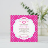 Invitation rose croisée douce de baptême de bébé (Debout devant)