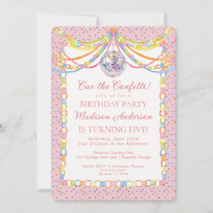 Invitation Rose Cue le Confetti Papier Chaîne Fête d'annivers