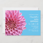 Invitation Rose Dahlia Floral Blue 30e anniversaire (Devant)
