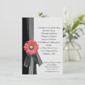 Invitation Rose Daisy Noir et Blanc Pois Anniversaire (Debout devant)