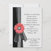 Invitation Rose Daisy Noir et Blanc Pois Anniversaire (Devant)