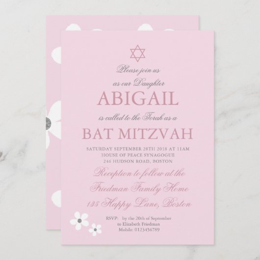 Invitation Rose Daisy Silver (Devant / Derrière)