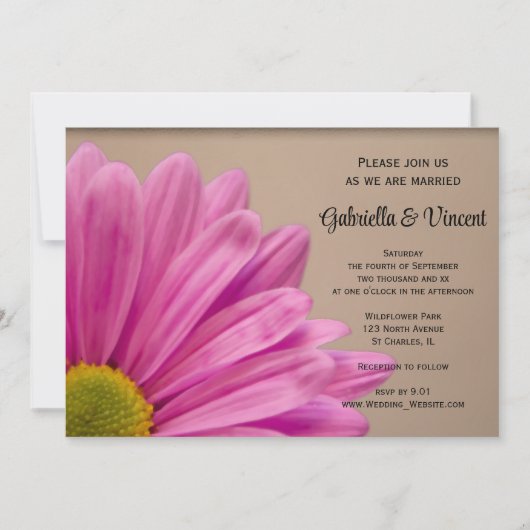 Invitation Rose Daisy sur Tan Mariage (Devant)