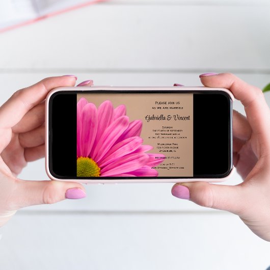 Invitation Rose Daisy sur Tan Mariage