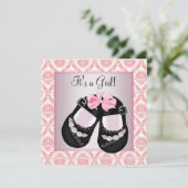 Invitation Rose Damask Black Chaussures Rose Damask Baby Girl (Debout devant)