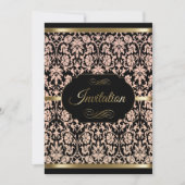 Invitation Rose Damask Fête - Damassé | Texte de bricolage (Devant)