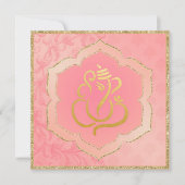 Invitation Rose Damask Gold Ganesh Mariage indien  (Devant)