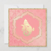 Invitation Rose Damask Gold Ganesh Mariage indien hindou (Devant)