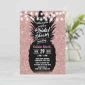 Invitation Rose d'ananas moderne Fête des mariées or Luau (Debout devant)