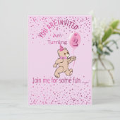 Invitation rose d'anniversaire (Debout devant)