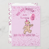 Invitation rose d'anniversaire (Devant / Derrière)