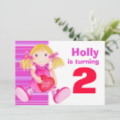 Invitation rose d'anniversaire de 2ème (Debout devant)