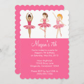 Invitation rose d'anniversaire de ballet (Devant / Derrière)