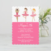Invitation rose d'anniversaire de ballet (Debout devant)