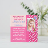 Invitation rose d'anniversaire de filles de (Debout devant)