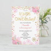 Invitation rose d'anniversaire de neige (Debout devant)