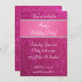 Invitation rose d'anniversaire de parties (Devant / Derrière)