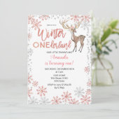 Invitation rose d'anniversaire d'hiver de parties (Debout devant)