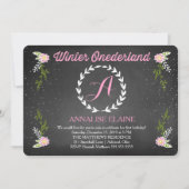 Invitation rose d'anniversaire d'Onderland d'hiver (Devant)