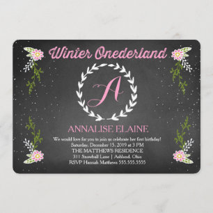 Invitation rose d'anniversaire d'Onderland d'hiver
