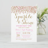 Invitation rose d'anniversaire d'or d'étincelle et (Debout devant)