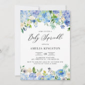 Invitation Rose d'aquarelle bleu et Hydrangea Baby Sprinkel (Devant)