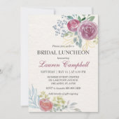 Invitation Rose d'aquarelle Burgundy Green Bridal Luncheon (Devant)