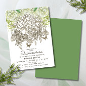 Invitation Rose d'aquarelle en fleurs papillon Quinceañera