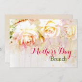 Invitation Rose d'aquarelle Fête des mères Brunch (Devant / Derrière)